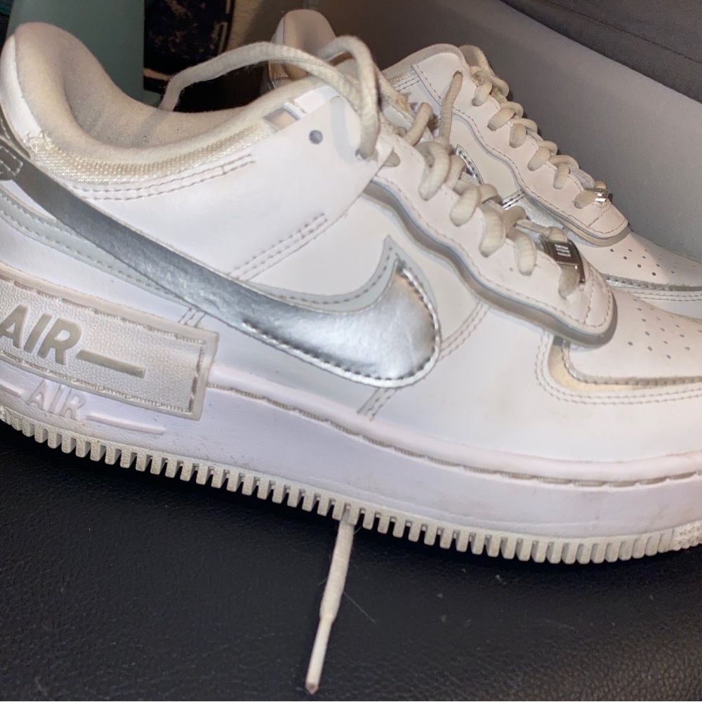 Nike Air Force 1 White Silver Sneakers